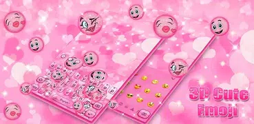 Animated Cute Pink Glitter 😀 Emoji Keyboard Theme