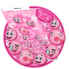 Animated Cute Pink Glitter 😀 Emoji Keyboard Theme APK download