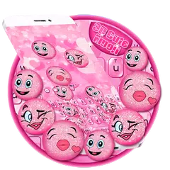 3D Cute Pink Glitter 😀 Emoji-Tastatur-Thema APK Herunterladen