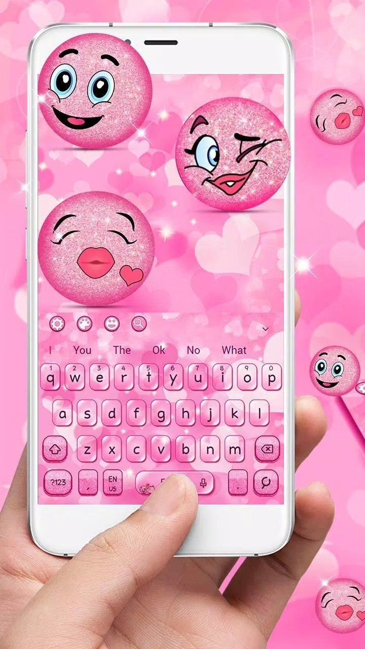 3D Cute Pink Glitter Theme Thème du clavier Emoji APK pour Android  Télécharger