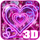 Thème de clavier 3D Neon Hearts Crystal icône