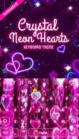 Thème de clavier 3D Neon Hearts Crystal capture d'écran 3