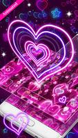 Thème de clavier 3D Neon Hearts Crystal Affiche