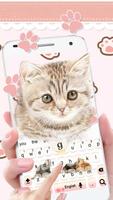 Cute Pink Kitty Cartoon Keyboard Theme Affiche