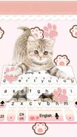 Cute Pink Kitty Cartoon Keyboard Theme capture d'écran 1