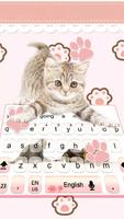 Cute Pink Kitty Cartoon Keyboard Theme ảnh chụp màn hình 1
