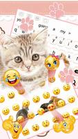 Cute Pink Kitty Cartoon Keyboard Theme ảnh chụp màn hình 2
