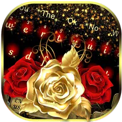 Red Glossy Gold Rose Gravity Keyboard APK download