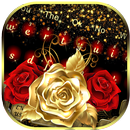 APK Red Glossy Gold Rose Gravity Keyboard