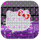 Purple Kitty Bow Diamond Keyboard Theme icône