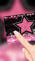 Glitter Pink Star Keyboard Theme captura de pantalla 1