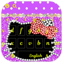 Pink Black Diamond Kitty Bowknot Keyboard Theme APK