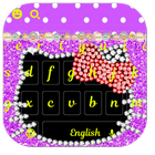 Pink Black Diamond Kitty Bowknot Keyboard Theme icône