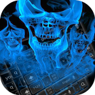 Blue Fire Skull Keyboard Themes icône