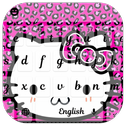 Pink Black Leopard Sweet Kitty Keyboard Theme-APK