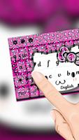 Pink Black Leopard Sweet Kitty Keyboard Theme capture d'écran 1