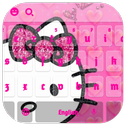 Lovely Pink Kitty Bow Heart Keyboard tema APK