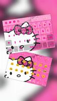 Lovely Pink Kitty Bowknot Heart Kitty Keyboard Affiche