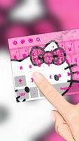 Lovely Pink Kitty Bowknot Heart Kitty Keyboard capture d'écran 1