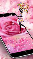 Pink Rose Water Drops Affiche