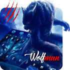 野生狼黑暗的夜人藍色鍵盤題材 圖標