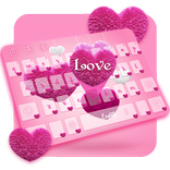 毛茸茸的粉色愛心鍵盤主題