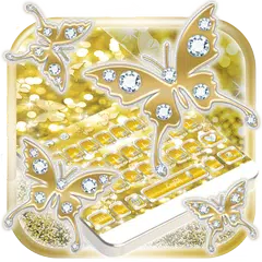Butterflies Theme Golden Keyboard