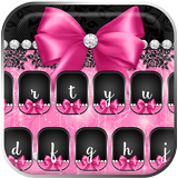 Pink Rose Black Lace Keyboard icône