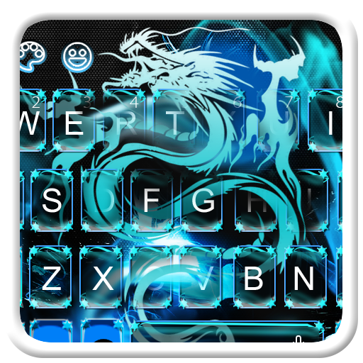 El tema del teclado del dragón azul de neón