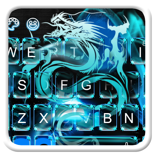 Neon Blue Dragon Keyboard