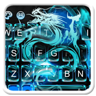 El tema del teclado del dragón azul de neón icono