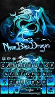 El tema del teclado del dragón azul de neón Poster