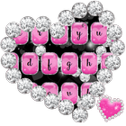 الحب الوردي قلوب الماس لوحة المفاتيح أيقونة