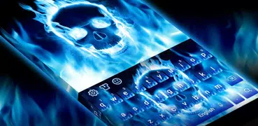 Blue Flaming Skull Keyboard