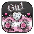 Rose Pink Diamonds Girl Theme icône