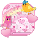 Love Keyboard Pink Cute Birds Theme APK