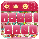 Red Paisley Floral Keyboard Teal Theme APK