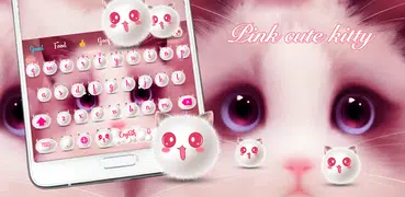 Teclado lindo gato color rosa