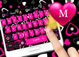 粉紅少女的愛鍵盤 有粉紅少女的愛壁紙與粉色愛心按鈕 海報
