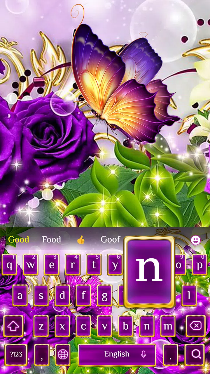 Android向けの紫のバラ蝶のテーマ ノーブル色紫蝶は 金ボタンで壁紙をバラ Apkをダウンロードしましょう