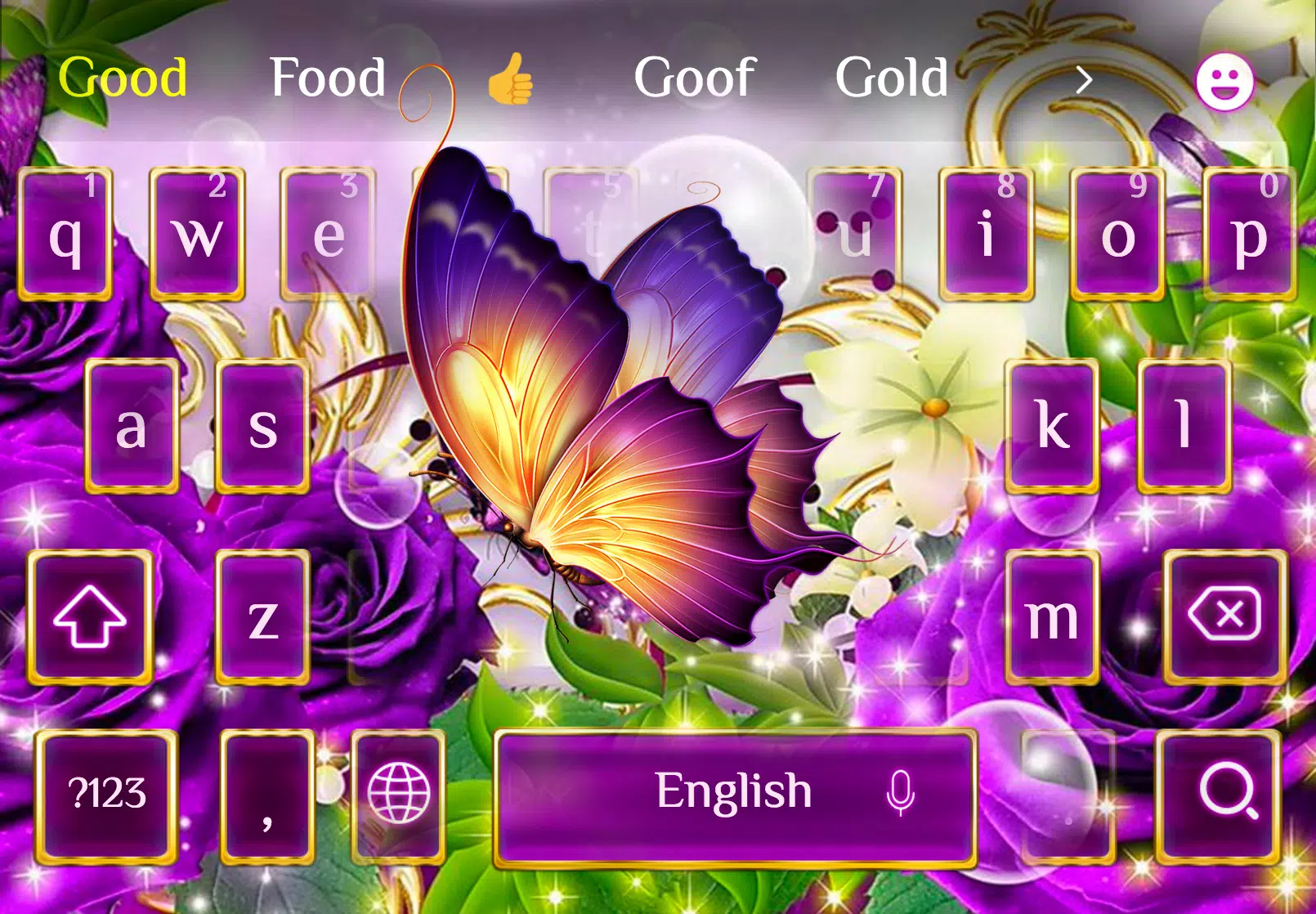 Android向けの紫のバラ蝶のテーマ ノーブル色紫蝶は 金ボタンで壁紙をバラ Apkをダウンロードしましょう