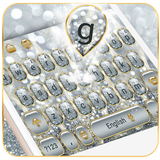 ikon Luxury Silver Glitter Gold Motif Keyboard