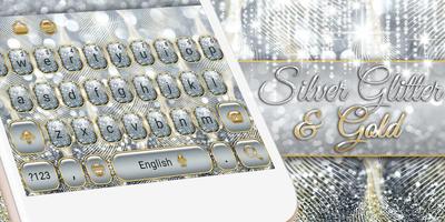 Luxury Silver Glitter Gold Motif Keyboard Ekran Görüntüsü 3