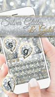 Luxury Silver Glitter Gold Motif Keyboard Affiche