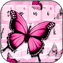 Pink Butterflies Keyboard with Black Glitter APK