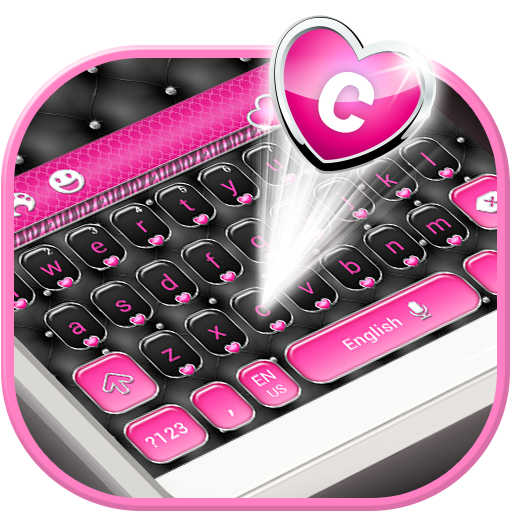 Elegant Keyboard - Black & Pink Heart Theme