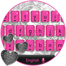 Pink & Black Keyboard with Silver Glitter Hearts APK