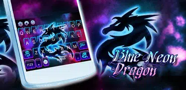 O tema azul do teclado de néon do dragão