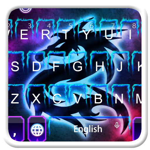 Blue Neon Dragon Keyboard