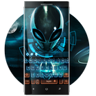 Icona Alien 3D neon blu spazio futuro UFO tastiera